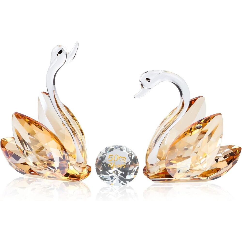 50th Wedding Anniversary Crystal Swan Gift